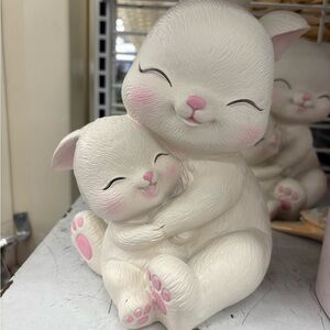 Adorable White and Pink Cat Figurine